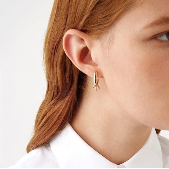 GOLD 14k Gold Plated Oval Cubic Zirconia Hoop Earrings - Picture 4 of 4